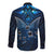 New Zealand Matariki Long Sleeve Button Shirt Maori Pattern and Kiwi Bird Haka Dance Sky Night