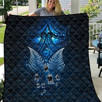 New Zealand Matariki Quilt Maori Pattern and Kiwi Bird Haka Dance Sky Night LT03 Blue - Polynesian Pride