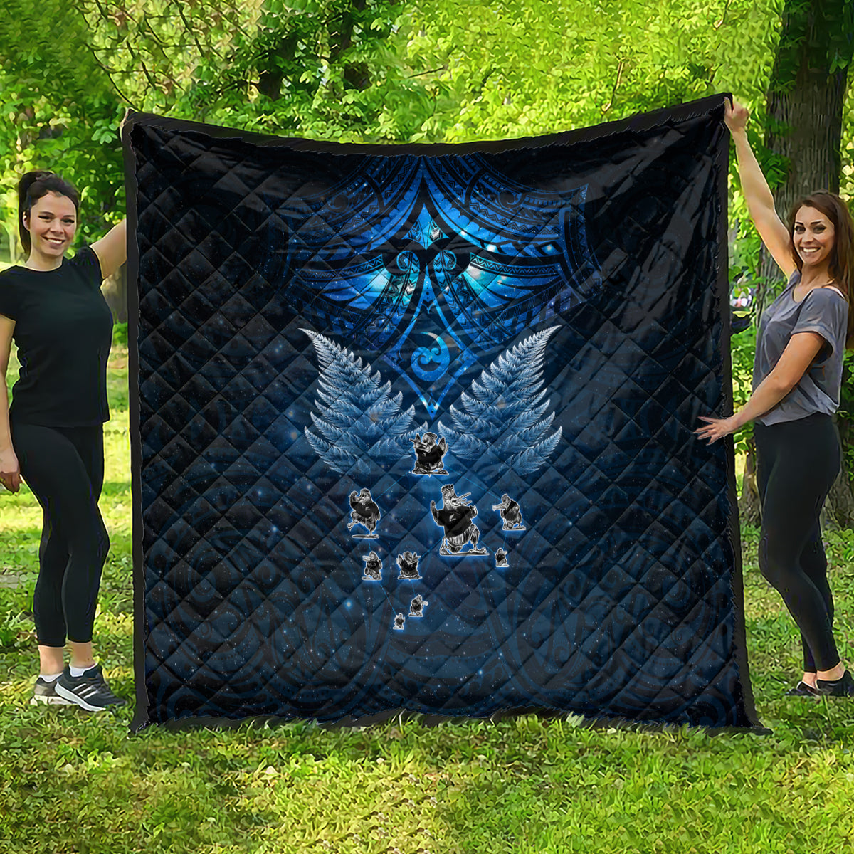 New Zealand Matariki Quilt Maori Pattern and Kiwi Bird Haka Dance Sky Night LT03 - Polynesian Pride