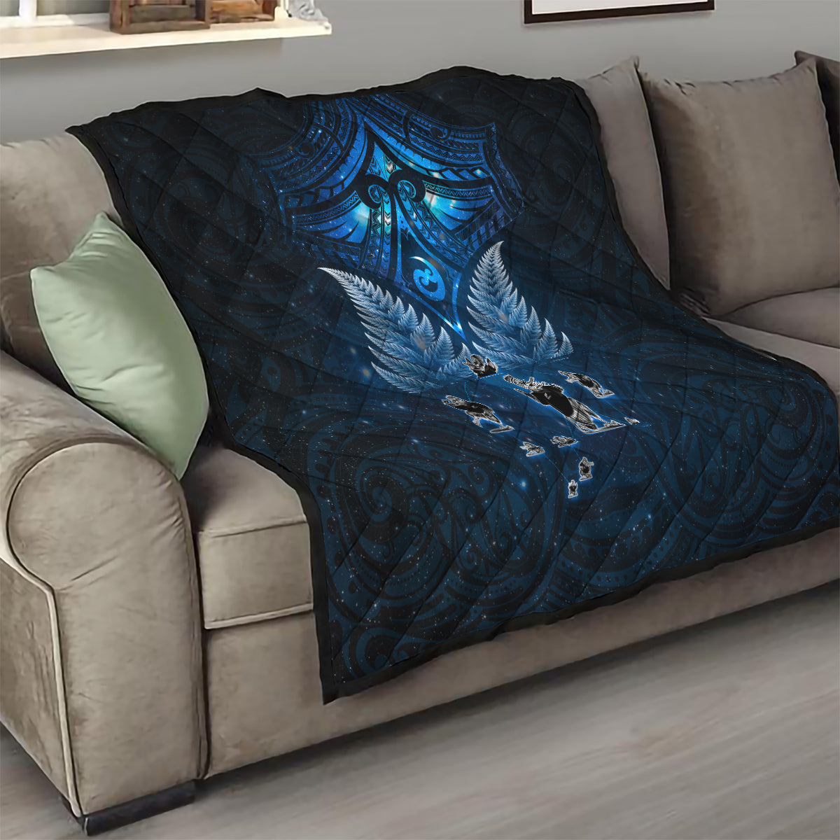 New Zealand Matariki Quilt Maori Pattern and Kiwi Bird Haka Dance Sky Night LT03 - Polynesian Pride