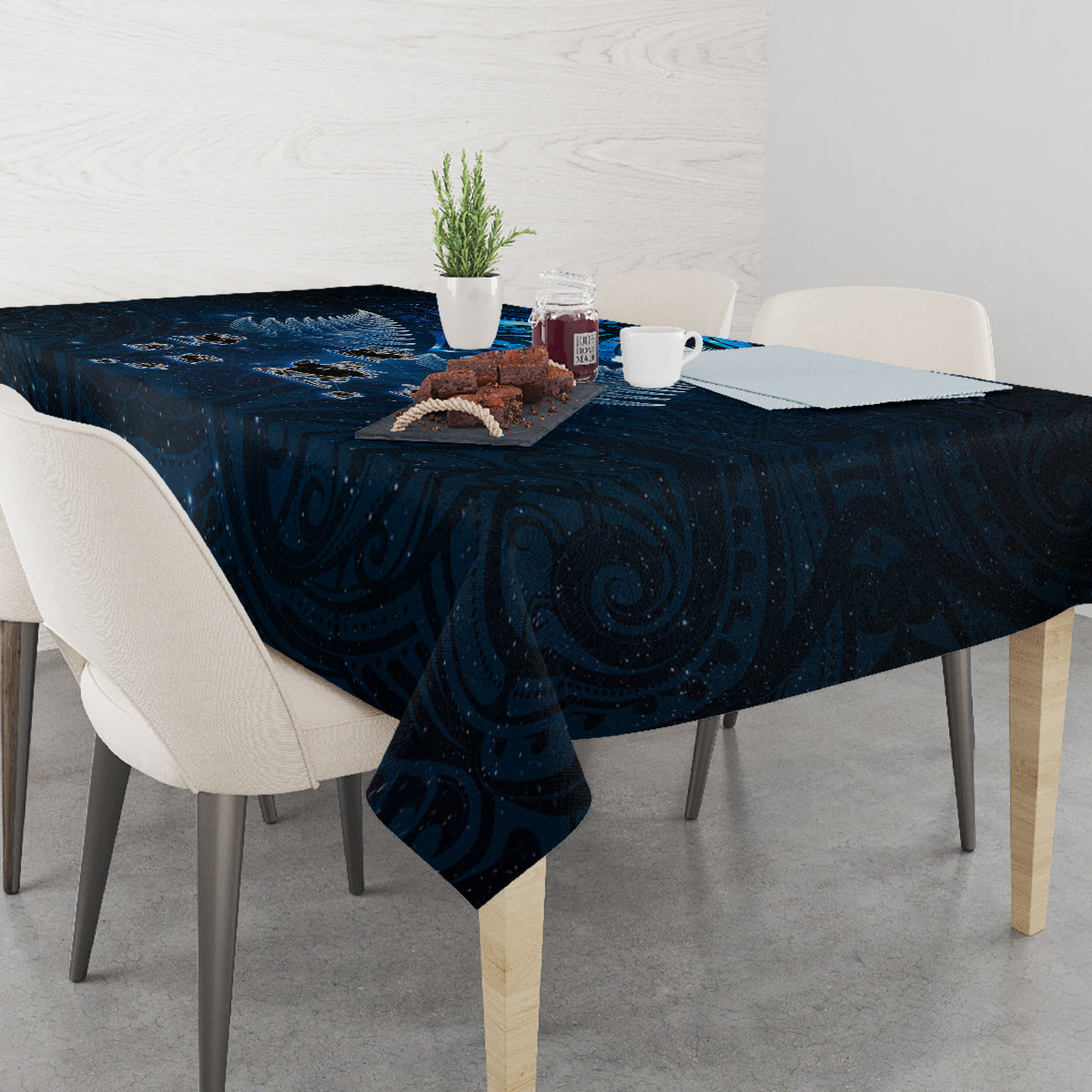 New Zealand Matariki Tablecloth Maori Pattern and Kiwi Bird Haka Dance Sky Night LT03 - Polynesian Pride