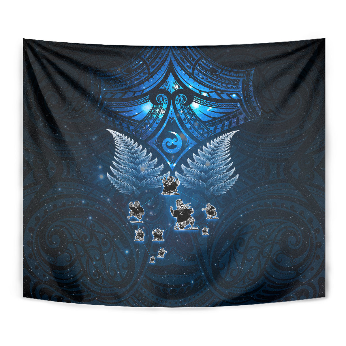 New Zealand Matariki Tapestry Maori Pattern and Kiwi Bird Haka Dance Sky Night LT03 - Polynesian Pride