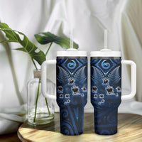 New Zealand Matariki Tumbler With Handle Maori Pattern and Kiwi Bird Haka Dance Sky Night LT03 - Polynesian Pride