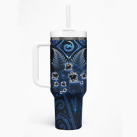 New Zealand Matariki Tumbler With Handle Maori Pattern and Kiwi Bird Haka Dance Sky Night LT03 - Polynesian Pride