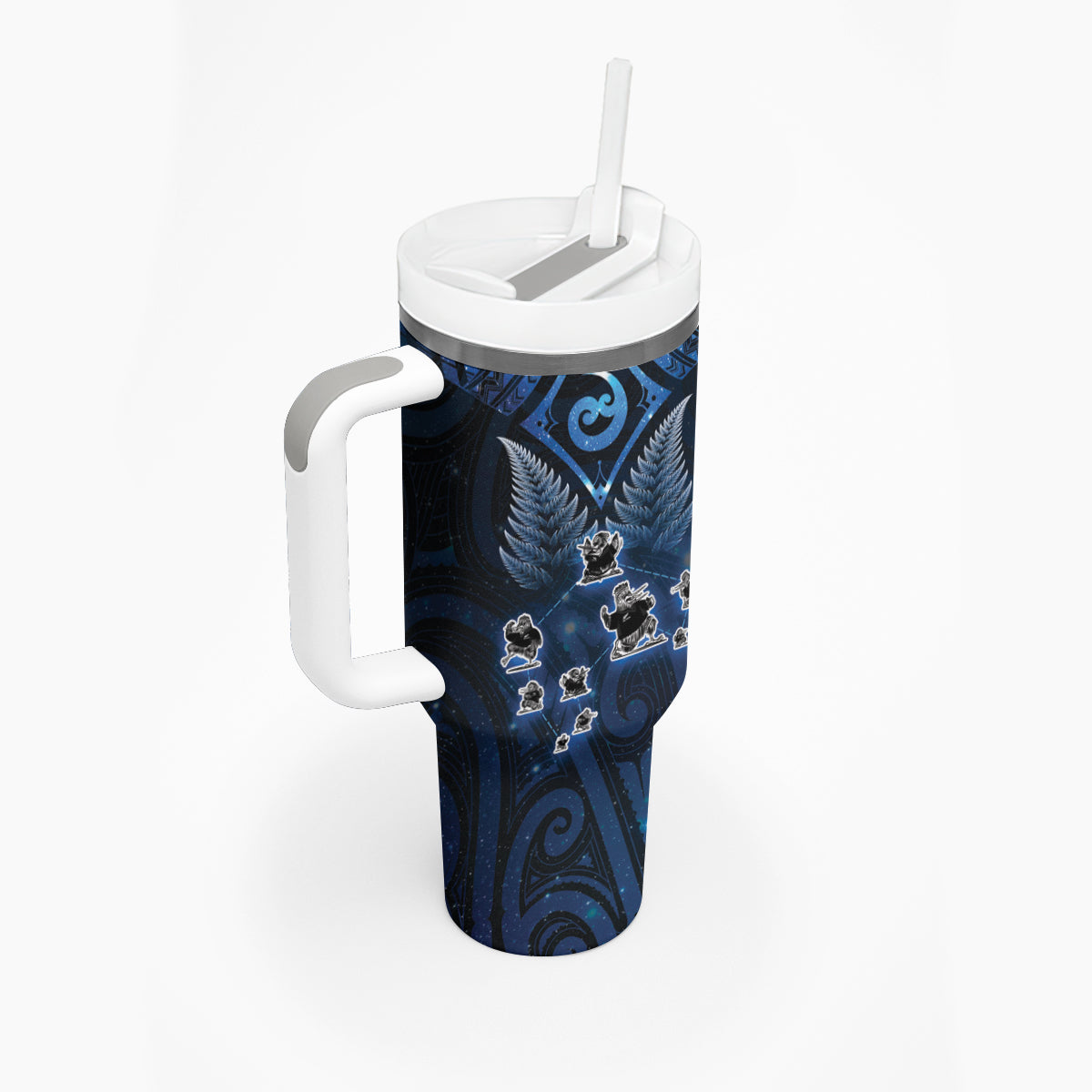 New Zealand Matariki Tumbler With Handle Maori Pattern and Kiwi Bird Haka Dance Sky Night LT03 - Polynesian Pride