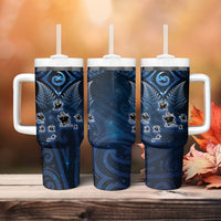 New Zealand Matariki Tumbler With Handle Maori Pattern and Kiwi Bird Haka Dance Sky Night LT03 - Polynesian Pride