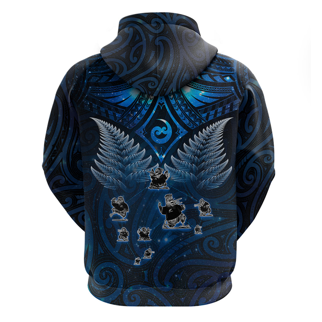 New Zealand Matariki Zip Hoodie Maori Pattern and Kiwi Bird Haka Dance Sky Night LT03 - Polynesian Pride