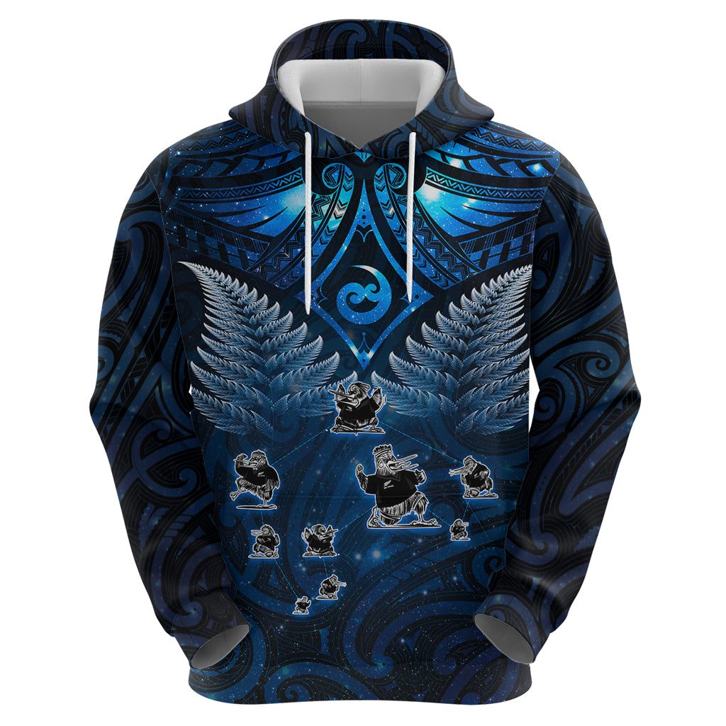 New Zealand Matariki Zip Hoodie Maori Pattern and Kiwi Bird Haka Dance Sky Night LT03 - Polynesian Pride