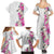 Hawaii Tropical Leaves and Flowers Family Matching Summer Maxi Dress and Hawaiian Shirt Tribal Polynesian Pattern White Style