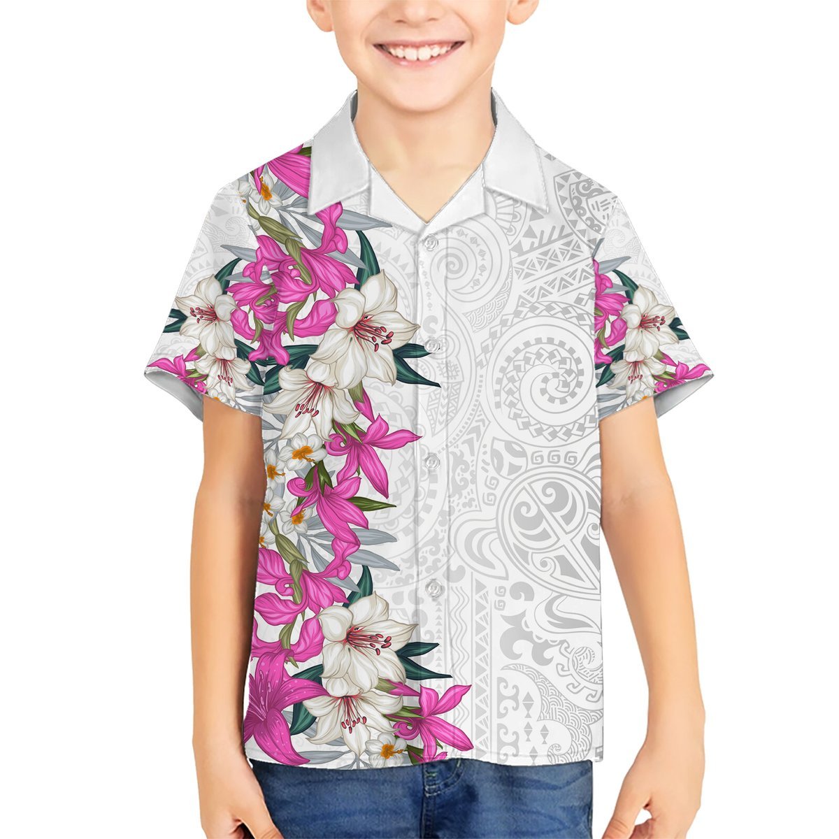 Hawaii Tropical Leaves and Flowers Hawaiian Shirt Tribal Polynesian Pattern White Style LT03 - Polynesian Pride