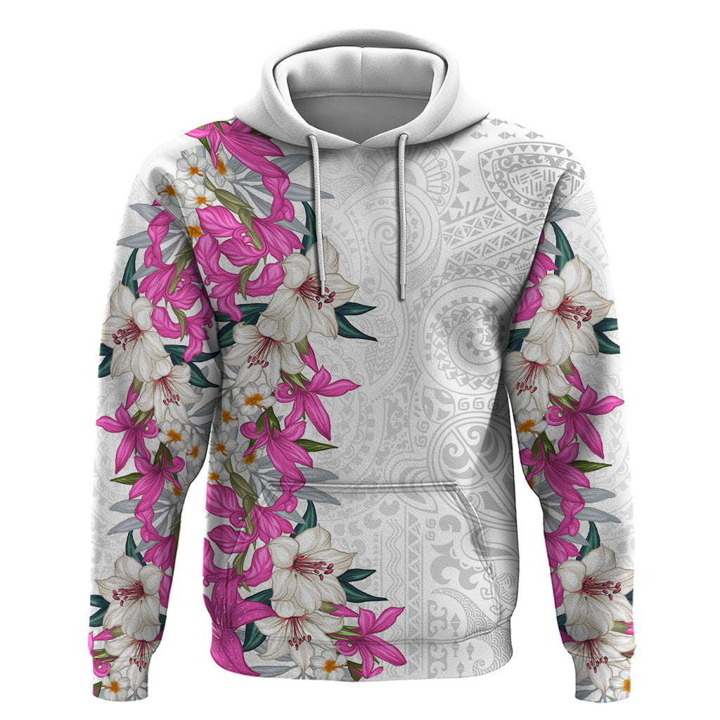Hawaii Tropical Leaves and Flowers Hoodie Tribal Polynesian Pattern White Style LT03 Pullover Hoodie White - Polynesian Pride