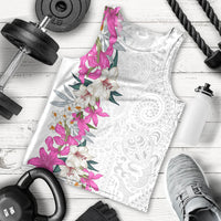 Hawaii Tropical Leaves and Flowers Men Tank Top Tribal Polynesian Pattern White Style LT03 - Polynesian Pride
