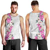 Hawaii Tropical Leaves and Flowers Men Tank Top Tribal Polynesian Pattern White Style LT03 - Polynesian Pride