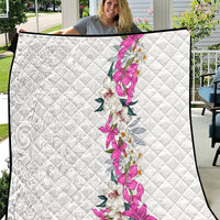 Hawaii Tropical Leaves and Flowers Quilt Tribal Polynesian Pattern White Style LT03 White - Polynesian Pride