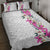 Hawaii Tropical Leaves and Flowers Quilt Bed Set Tribal Polynesian Pattern White Style