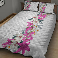 Hawaii Tropical Leaves and Flowers Quilt Bed Set Tribal Polynesian Pattern White Style LT03 - Polynesian Pride