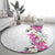 Hawaii Tropical Leaves and Flowers Round Carpet Tribal Polynesian Pattern White Style