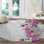 Hawaii Tropical Leaves and Flowers Round Carpet Tribal Polynesian Pattern White Style