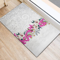 Hawaii Tropical Leaves and Flowers Rubber Doormat Tribal Polynesian Pattern White Style LT03 - Polynesian Pride