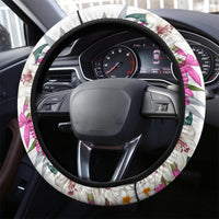 Hawaii Tropical Leaves and Flowers Steering Wheel Cover Tribal Polynesian Pattern White Style LT03 - Polynesian Pride