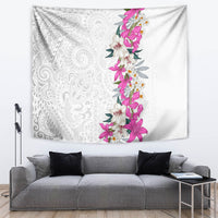 Hawaii Tropical Leaves and Flowers Tapestry Tribal Polynesian Pattern White Style LT03 White - Polynesian Pride