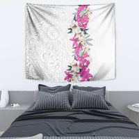 Hawaii Tropical Leaves and Flowers Tapestry Tribal Polynesian Pattern White Style LT03 - Polynesian Pride