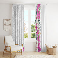 Hawaii Tropical Leaves and Flowers Window Curtain Tribal Polynesian Pattern White Style LT03 - Polynesian Pride
