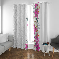 Hawaii Tropical Leaves and Flowers Window Curtain Tribal Polynesian Pattern White Style LT03 With Grommets White - Polynesian Pride