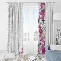 Hawaii Tropical Leaves and Flowers Window Curtain Tribal Polynesian Pattern White Style LT03 - Polynesian Pride