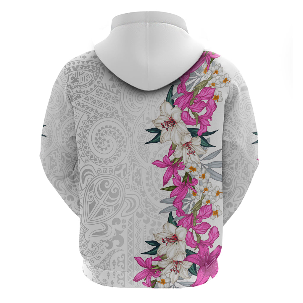 Hawaii Tropical Leaves and Flowers Zip Hoodie Tribal Polynesian Pattern White Style LT03 - Polynesian Pride