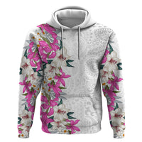 Hawaii Tropical Leaves and Flowers Zip Hoodie Tribal Polynesian Pattern White Style LT03 Pullover Hoodie White - Polynesian Pride