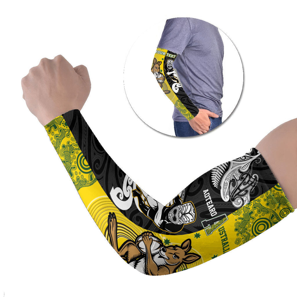 Aotearoa New Zealand and Australia Rugby Personalized Arm Sleeves Maori Koru and Aboriginal Dot Art Cultural Heritage LT03 Set of 2 Multicolor - Polynesian Pride