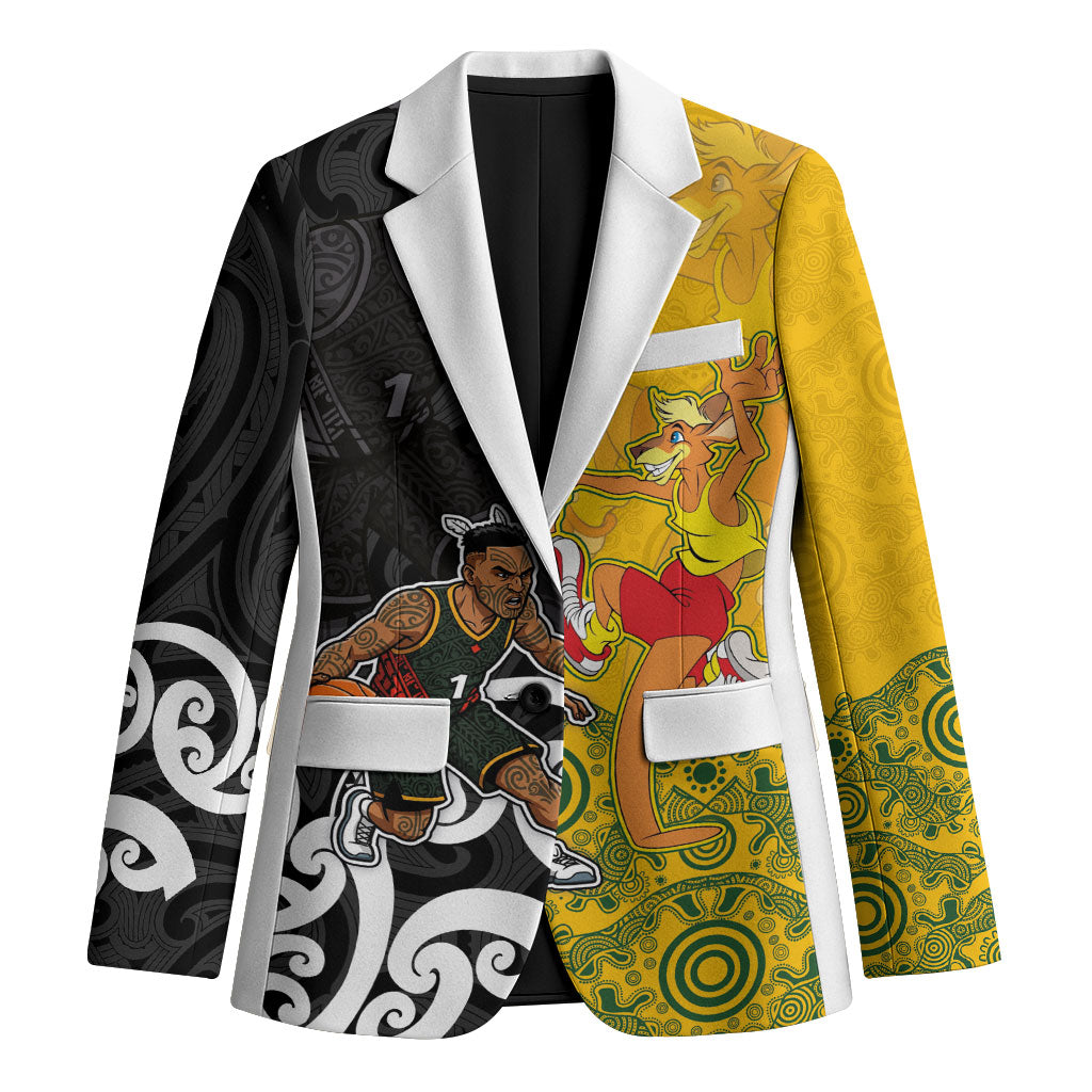 Aotearoa New Zealand And Australia Basketball Custom Blazer Maori Tribal Tattoo And Aboriginal Dot Art Heritage LT03 Unisex Multicolor - Polynesian Pride