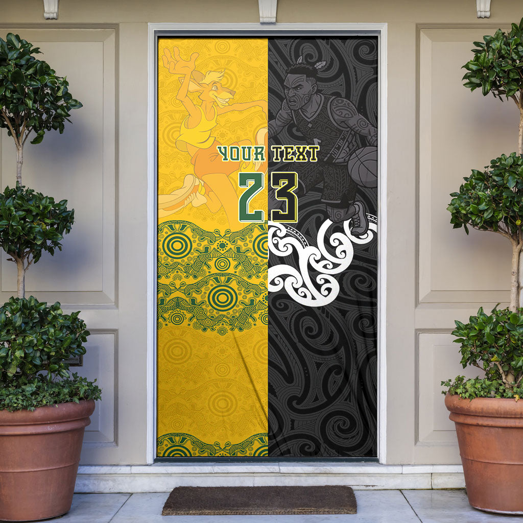 Aotearoa New Zealand And Australia Basketball Custom Door Cover Maori Tribal Tattoo And Aboriginal Dot Art Heritage LT03 Multicolor - Polynesian Pride