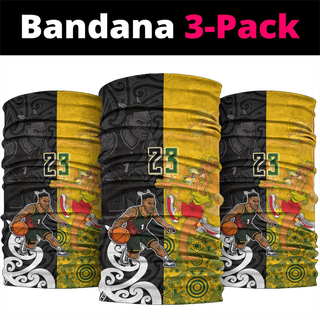 Aotearoa New Zealand And Australia Basketball Custom Neck Gaiter Maori Tribal Tattoo And Aboriginal Dot Art Heritage LT03 package One Size: 25*50cm Multicolor - Polynesian Pride