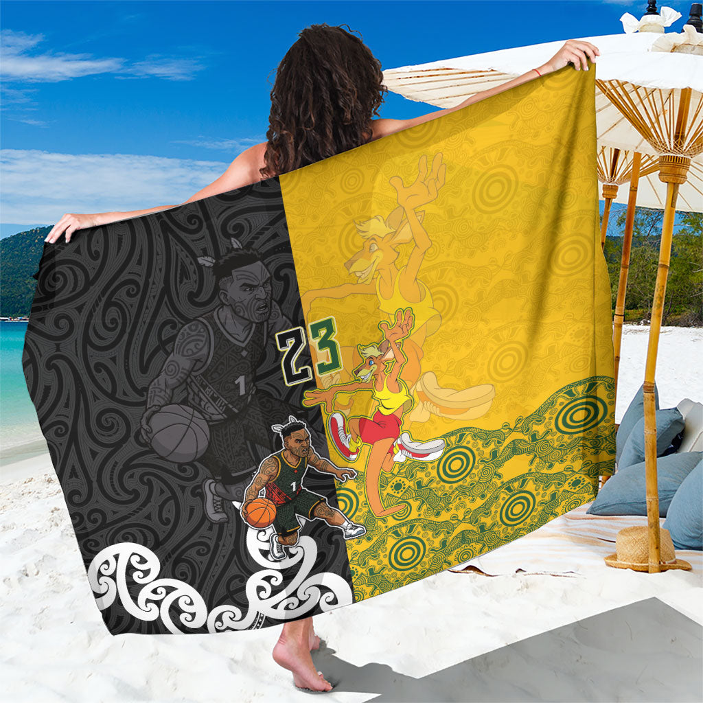 Aotearoa New Zealand And Australia Basketball Custom Sarong Maori Tribal Tattoo And Aboriginal Dot Art Heritage LT03 One Size 44 x 66 inches Multicolor - Polynesian Pride