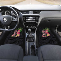 Hawaiian Tropical Plants Turtle and Shark Car Mats Polynesian Art Tattoo LT03 Set 2pcs - Front Black - Polynesian Pride