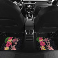 Hawaiian Tropical Plants Turtle and Shark Car Mats Polynesian Art Tattoo LT03 Set 2pcs - Back Black - Polynesian Pride