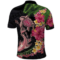 Hawaiian Tropical Plants Turtle and Shark Polo Shirt Polynesian Art Tattoo LT03 - Polynesian Pride