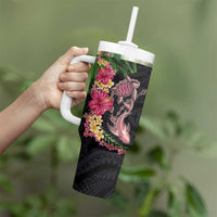 Hawaiian Tropical Plants Turtle and Shark Tumbler With Handle Polynesian Art Tattoo LT03 - Polynesian Pride