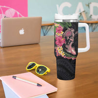 Hawaiian Tropical Plants Turtle and Shark Tumbler With Handle Polynesian Art Tattoo LT03 - Polynesian Pride