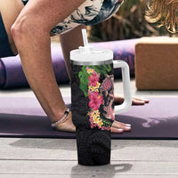 Hawaiian Tropical Plants Turtle and Shark Tumbler With Handle Polynesian Art Tattoo LT03 - Polynesian Pride