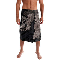 Hawaiian Tropical Plants Turtle and Shark Lavalava Polynesian Art Tattoo Grayscale Color LT03 Black - Polynesian Pride