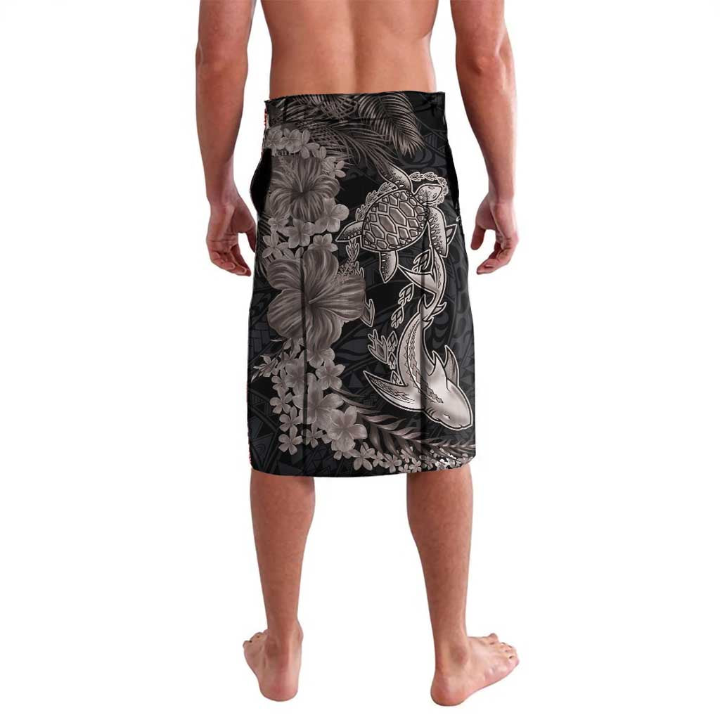 Hawaiian Tropical Plants Turtle and Shark Lavalava Polynesian Art Tattoo Grayscale Color LT03 - Polynesian Pride