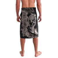 Hawaiian Tropical Plants Turtle and Shark Lavalava Polynesian Art Tattoo Grayscale Color LT03 - Polynesian Pride