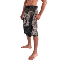 Hawaiian Tropical Plants Turtle and Shark Lavalava Polynesian Art Tattoo Grayscale Color LT03 - Polynesian Pride