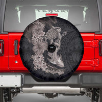 Hawaiian Tropical Plants Turtle and Shark Spare Tire Cover Polynesian Art Tattoo Grayscale Color LT03 - Polynesian Pride