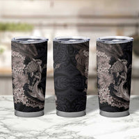 Hawaiian Tropical Plants Turtle and Shark Tumbler Cup Polynesian Art Tattoo Grayscale Color LT03 - Polynesian Pride