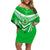 Kimbe Cutters Rugby Family Matching Off Shoulder Short Dress and Hawaiian Shirt Papua New Guinea Polynesian Tattoo Green Version LT03 Mom's Dress Green - Polynesian Pride