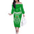 Kimbe Cutters Rugby Off The Shoulder Long Sleeve Dress Papua New Guinea Polynesian Tattoo Green Version LT03 Women Green - Polynesian Pride